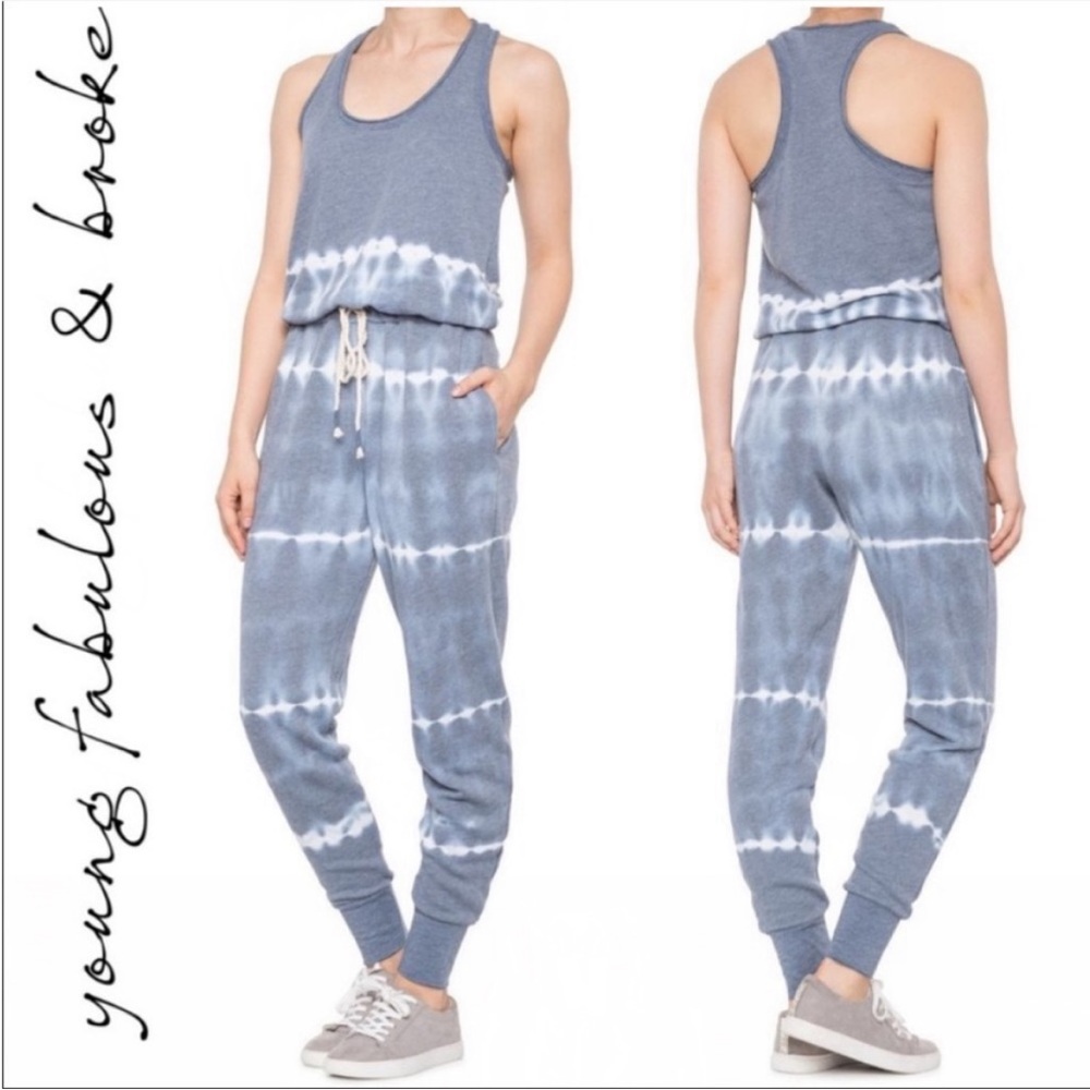 Young Fabulous & Broke Blue Tie Dye Jumpsuit NWT